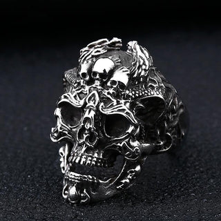 Stainless Steel Skull Warrior Ring - designfullprint