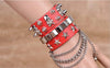 Multi-Layer Wide Leather Skull Bracelets