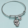 Skull Charm Personalized Initial Bracelet