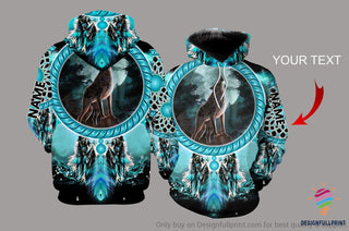 Gift For Native American Gift For Wolf Lover Sweat A Capuche Unisexe Personnalisé Native Wolf Dreamcatcher