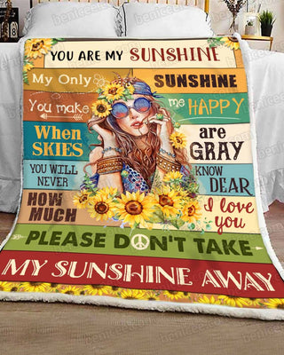 Gift For Hippie You Are My Sunshine Gypsy Hippie Sherpa Blanket HG