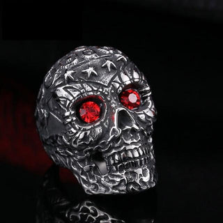 Titanium Steel Red Eye Skull Ring