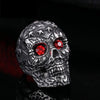 Titanium Steel Red Eye Skull Ring