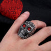 Titanium Steel Red Eye Skull Ring