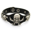 Silver Alloy Punk Skull Leather Bracelets