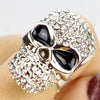 Crystal Silver Plated Big Skull Head Ring