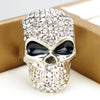 Crystal Silver Plated Big Skull Head Ring