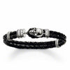 Silver Plated Leather Skull Bracelet