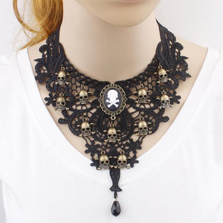 Black Lace Skull Choker Necklace