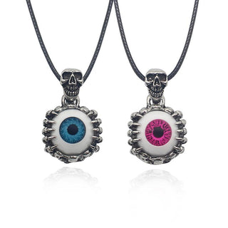Crystal Steampunk Evil Eye Skull Charm Necklaces