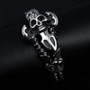 Stainless Steel Skull Head Double Braided Leather Bracelet