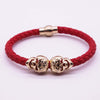 Braided Leather Skull Punk Wrap Bracelet