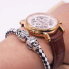 Braided Leather Skull Punk Wrap Bracelet