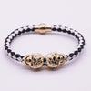 Braided Leather Skull Punk Wrap Bracelet