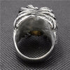 Cool Golden Silver Skull Ring With Wings