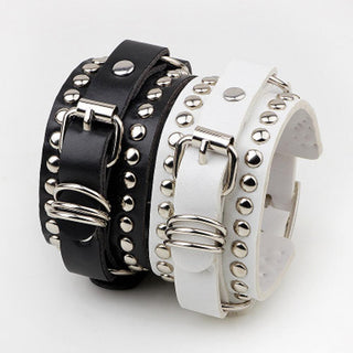Leather Rivet Buckle Belt Bracelets Bangles