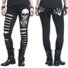 Skull Printed Hollow Hole Leggings - designfullprint