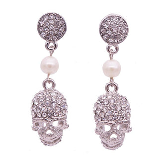 Vintage Steampunk Long Skull Statement Earrings