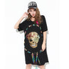 Cool Loose Cotton Skull with Sequined Patchwork