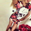 Skull Bodycon Flower Floral Dress - designfullprint