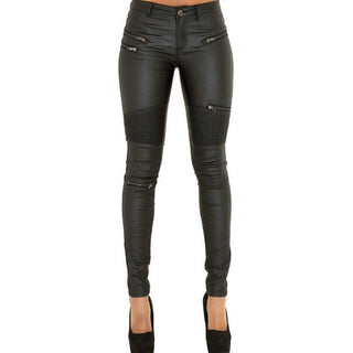 Sexy Faux Leather Black Pants - designfullprint