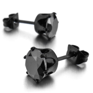 Black Round Cubic Zirconia Earrings - designfullprint