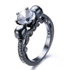 Simulated Stones Skull Band Engagement Rings