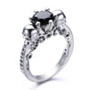 Simulated Stones Skull Band Engagement Rings