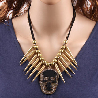 Punk Spike Skull Choker Necklace