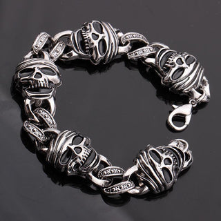 Classic Fashionable Heavy Skull Biker Bracelet