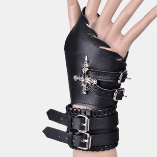 Leather Cross Bracelet Gloves - designfullprint