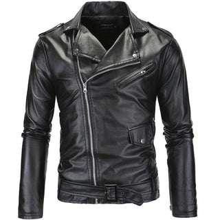 Men Leather Jacket Motorcycle Jacket Black