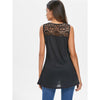 Skull Print Lace Panel Tank Top - designfullprint