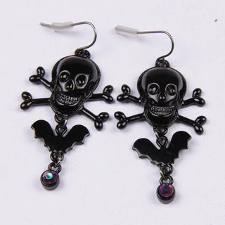 Halloween Pirate Skull Bat Wings Earrings