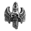 Titanium Skull Wings Bullet Ring