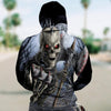 3D Skull and Battlle Axe Unisex Zip Up Hoodie 023 - designfullprint