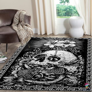 Skull Gift Skull Screaming With Plant And Flower Rug CH