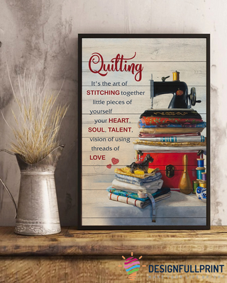 Love Quilting Heart Soul And Love Sewing Knit Yarn Canvas Art and Poster CM