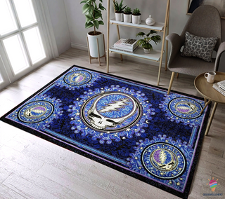 Skull Gift Skull Screaming Thunder Wave Pattern Rug CH