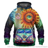 Gift For Hippie Hippie Peace Bus Sunflower Unisex Hoodie CH