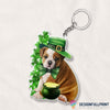 Bulldog Sit Next To Shamrocks Mini Pet Key Chain HG Gifts For Dog Lovers