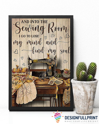Vintage Sewing Room I Find My Soul Soul And Love Sewing Knit Yarn Canvas Art and Poster CM