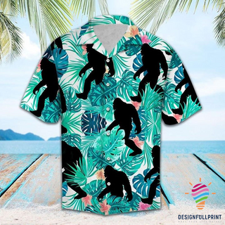 Tropical Bigfoot Hawaii Button Shirt CM Gifts For Dog Lovers