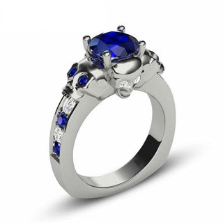 Crystal Zircon Stone Punk Skull Ring