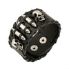Skull Black Wide Wristband Leather Bracelet