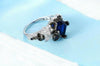 Crystal Sterling Silver Flower Skull Ring