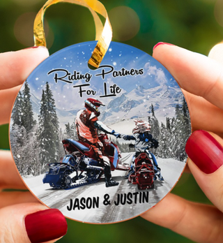 Snowmobile Riding Partners For Life Christmas Ornament LH