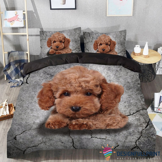 Brown Puppies Poodle Sleeping Bedding Set CH Gifts For Dog Lovers