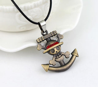 Anime Pirate Anchor Skull Pendant Necklace