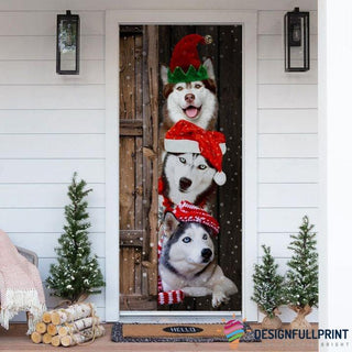 Husky Christmas Door Cover LH